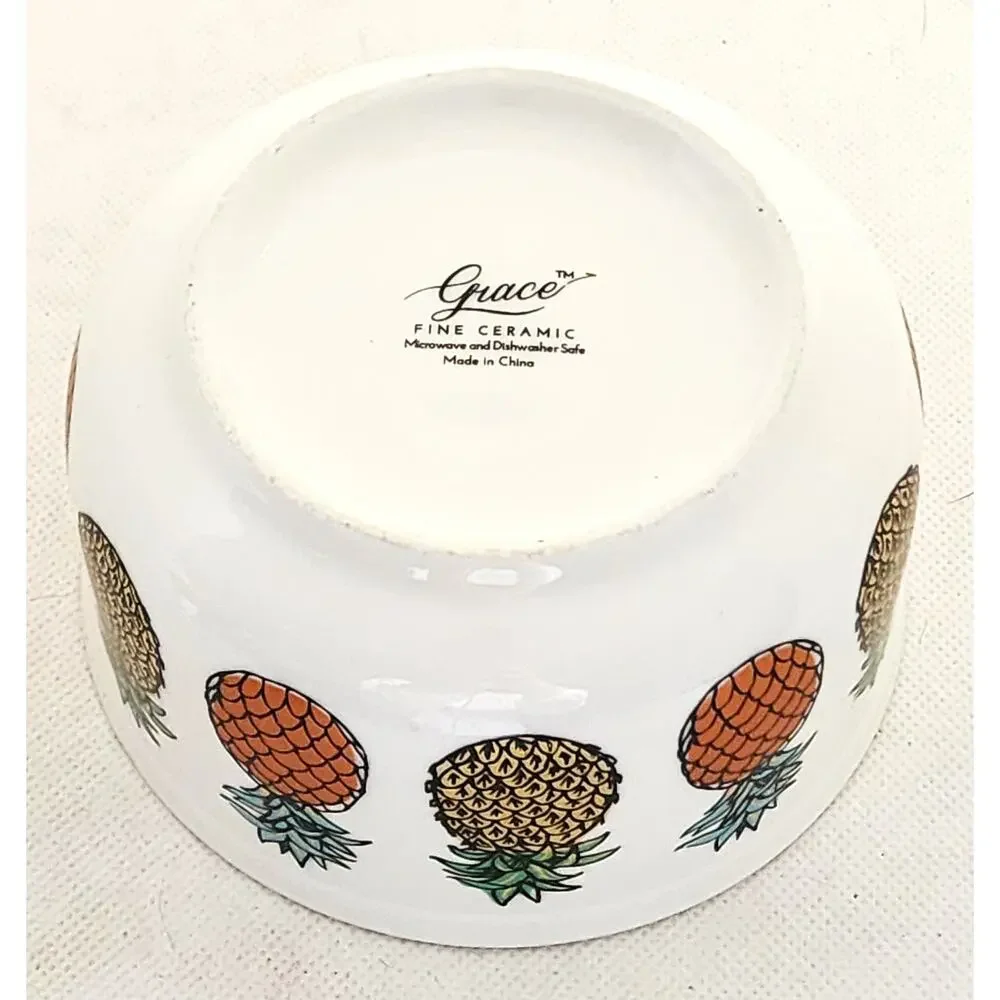 Pineapple Ceramic Pet Food Water Bowl Dog Cat Dish Microwave Dishwasher Safe